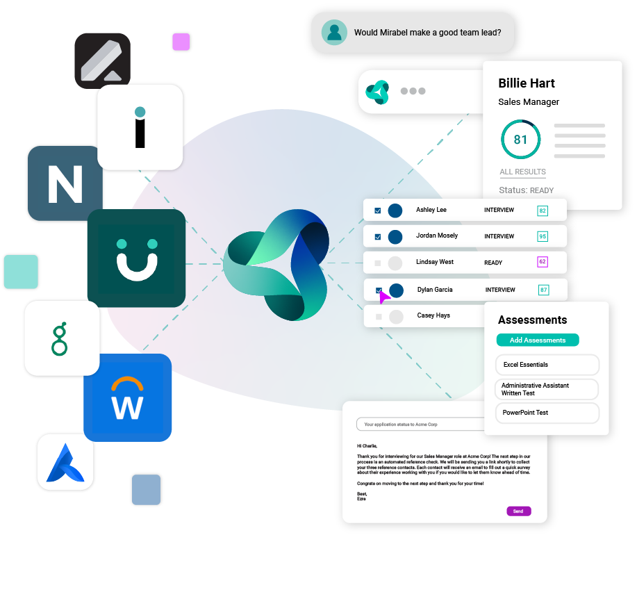 Integrating with Cangrade's hiring solutions allows you to increase hiring efficiency, decrease your time to hire, and enable your team to hire candidates who will succeed and stay. 